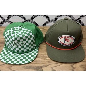 2x Good Good Golf White & Green SnapBack Golf Hats Lightweight Rope
